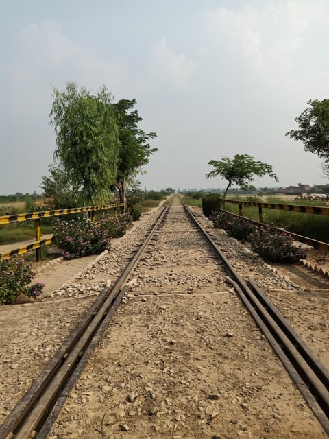 A railway track during a sunny day