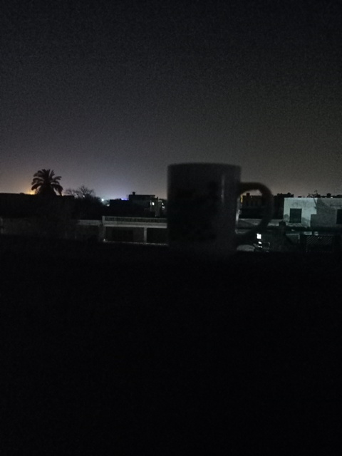 Cup of tea with moonlight view 