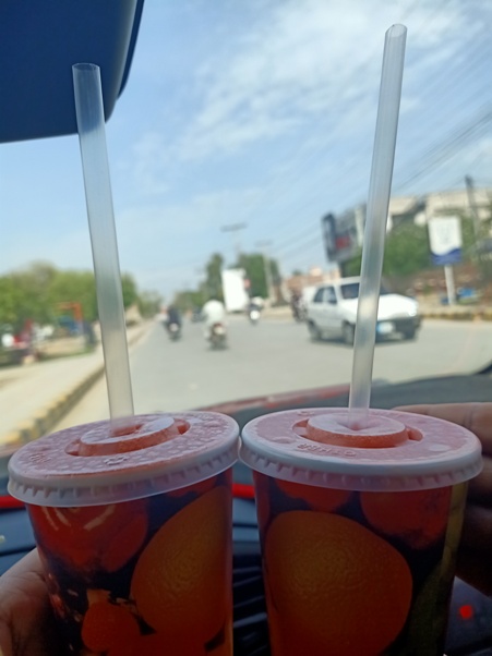 Fruit drink during traveling