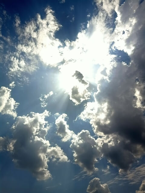 Cloudy sky with sunshine