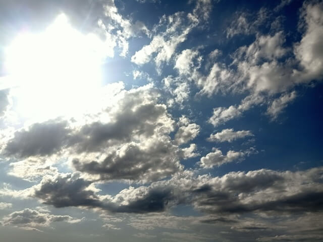 Cloudy sky with sun beams 