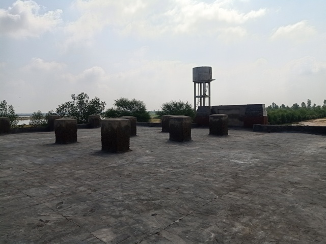 Rooftop with concrete blocks