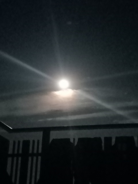 Moon light beams from terrace 