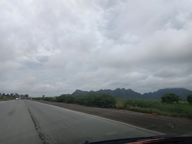 Cloudy rainy weather to mountains