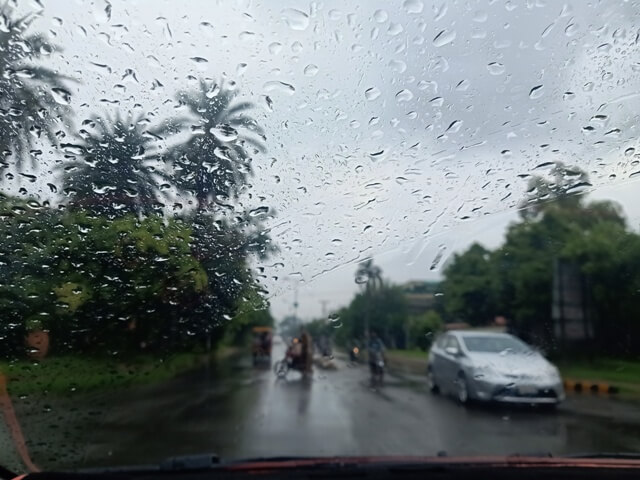 Beautiful rain drops with rain in background