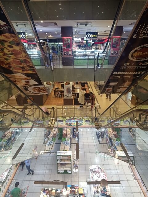 View from escalator of a Shopping mall