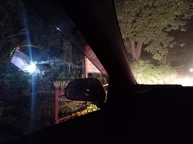 Evening lights from a car window