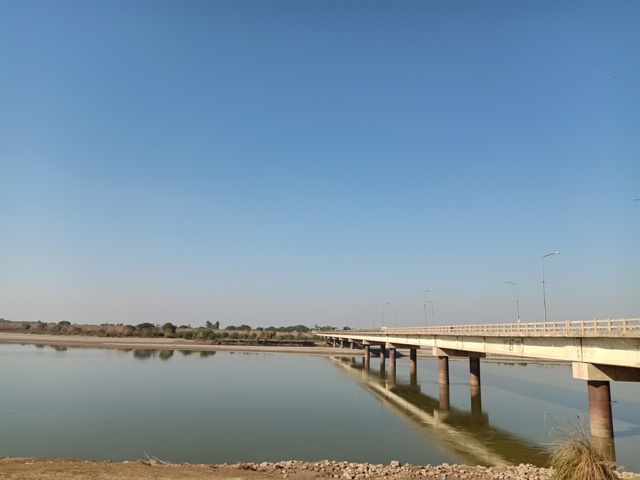A road bridge with river view