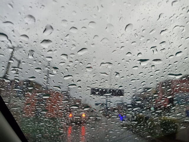 Amazing raindrops on a car wind screen