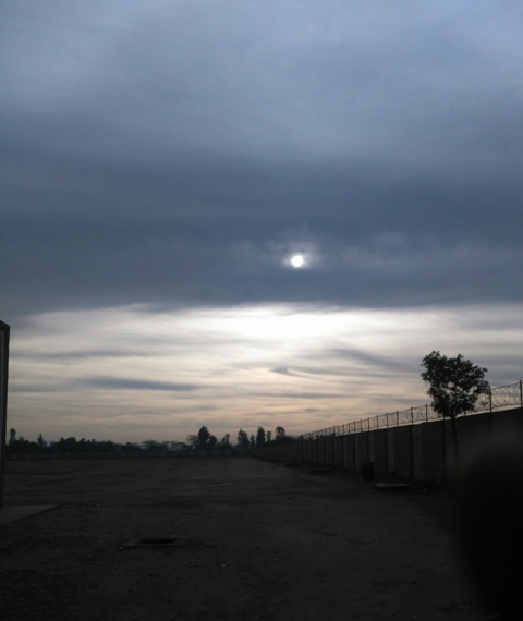 Sunrise in a cloudy weather 
