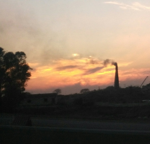 Kiln smoke and evening sky 