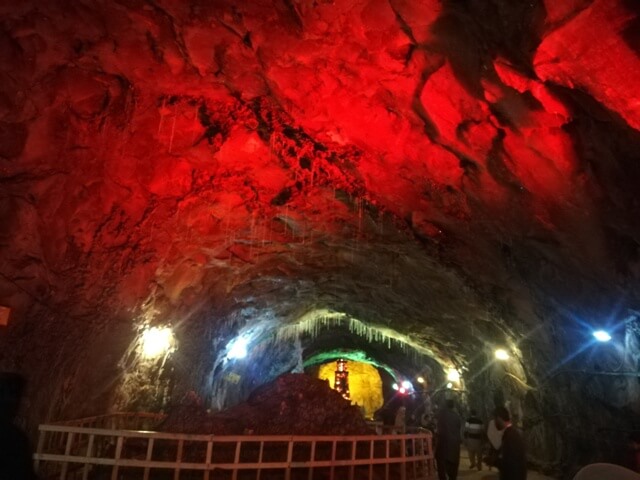 Inside ceiling view of a salt mine