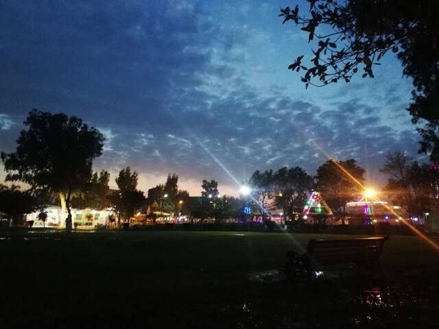 Beautiful evening sky in a park