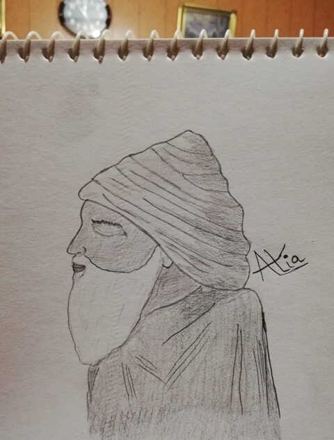 Pencil sketch of old man