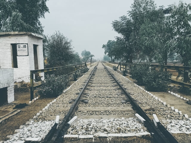 A railway track during winter