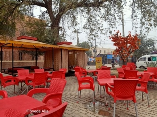 Colorful open air cafe 