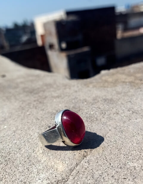 Ruby ring on a sunny day