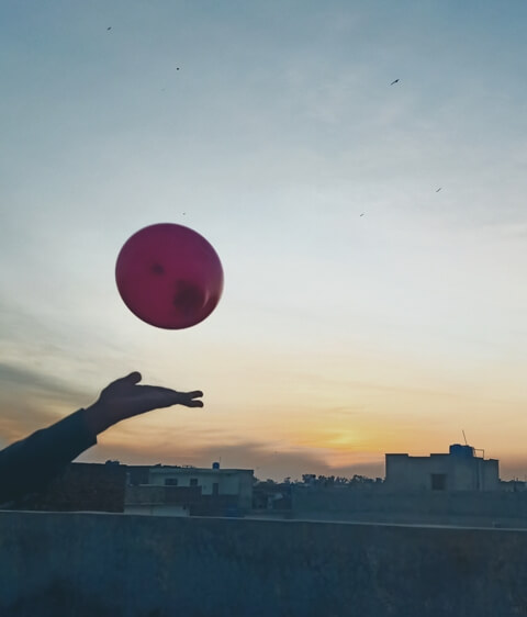 Balloon and sunset