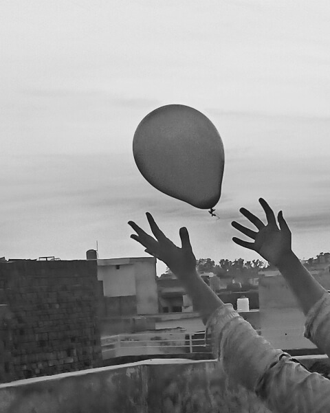 Vintage balloon in the air picture