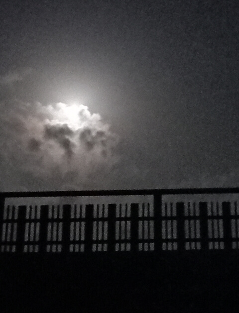 Moon behind dark clouds 