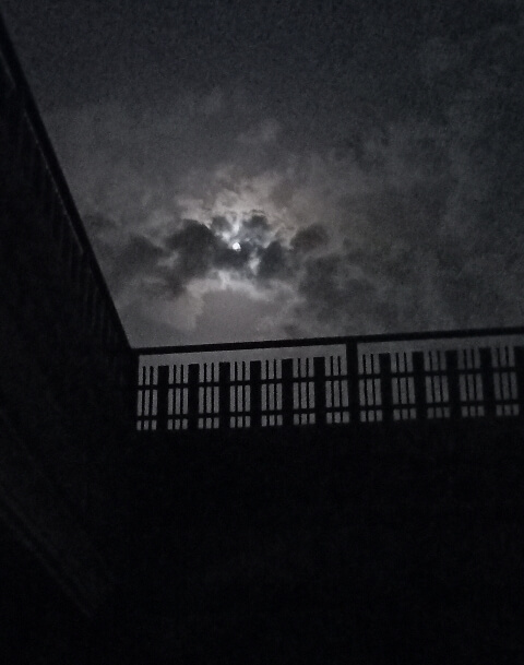 Cloudy evening with moon 