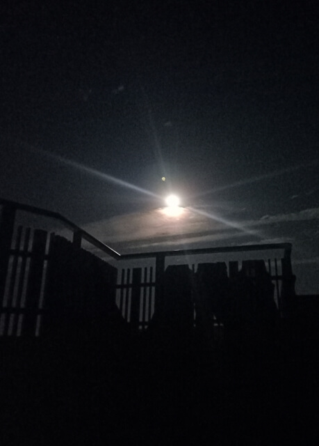 Moonlight beams from a moon