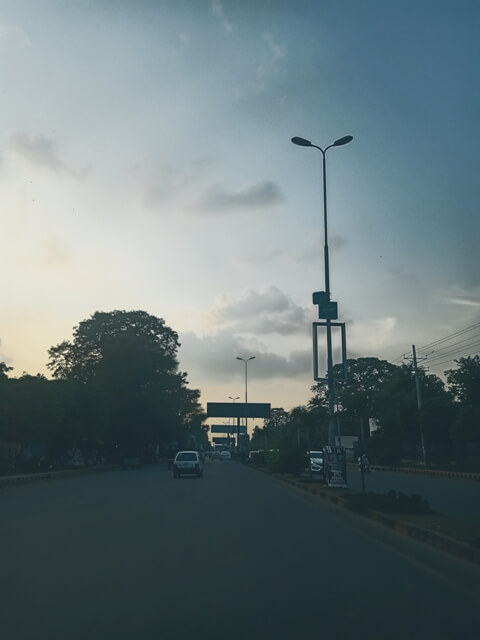 Dusky road in a town