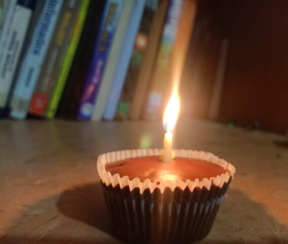 Cup cake with candle for birthday