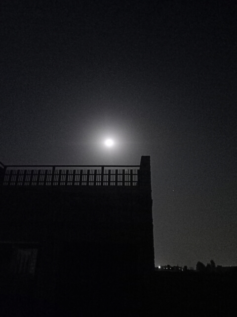 Moon on a terrace with grills view 