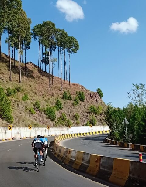 Cyclist in a hill station road