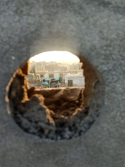 Sunlight coming from wall hole