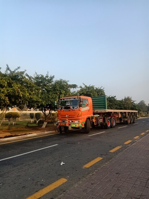 A dumper on a road 