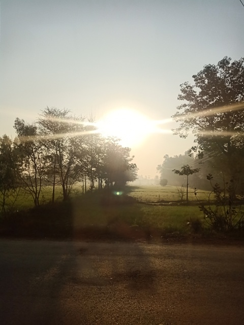Sunrise on a road 
