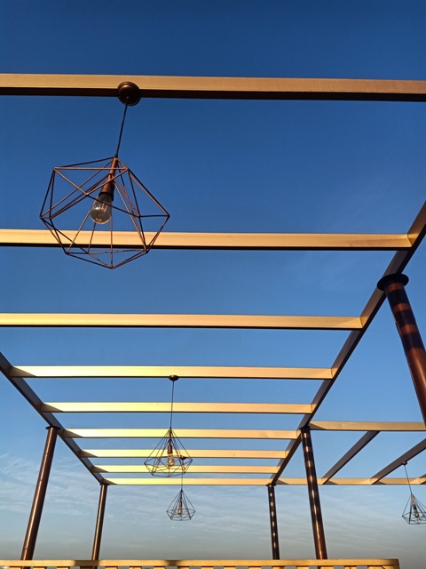 Attractive rooftop view of cafe decor 