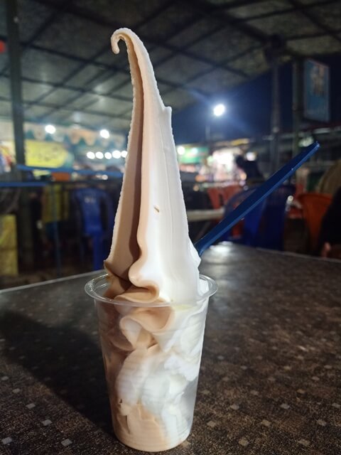 Mouth watering ice cream cone from street food