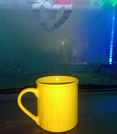 Foggy windscreen and a cup of tea 