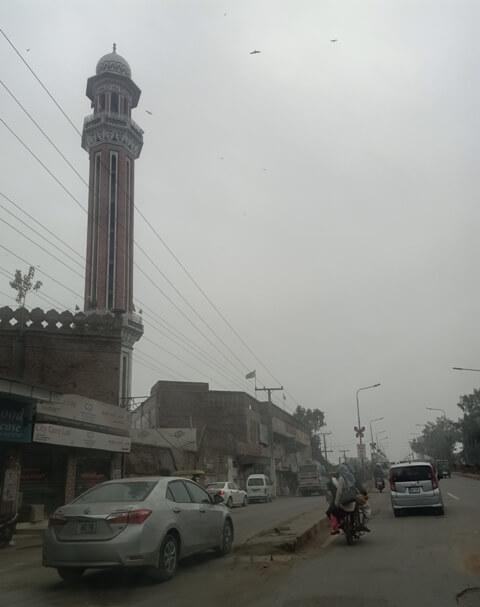 Mosque tower and foggy morning 