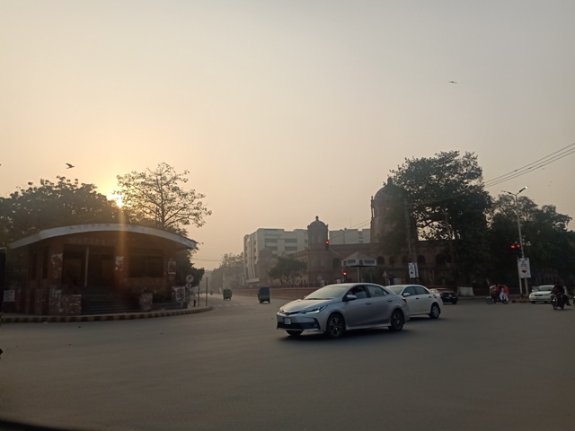 Evening on a city road 