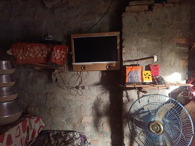 Television in a mud house of village 