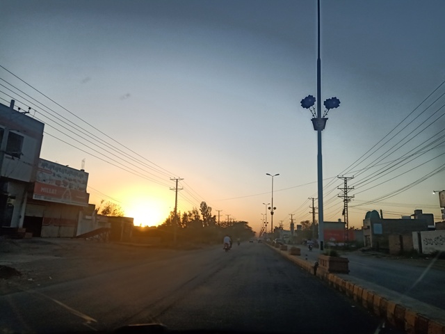 Sunset on the road side 